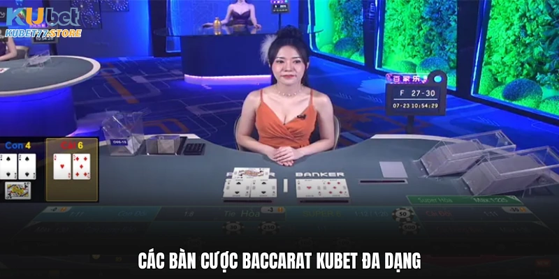 Các bàn cược Baccarat Kubet đa dạng