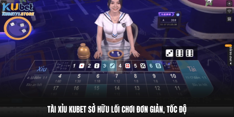 Tài xỉu Kubet sở hữu lối chơi đơn giản, tốc độ